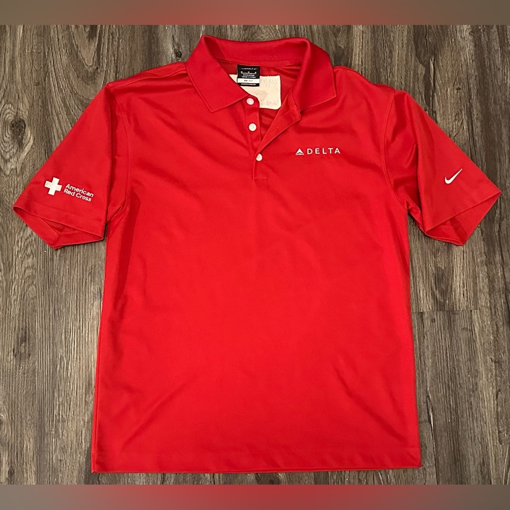 Vintage Men’s Nike Golf Delta Air Lines American Red Cross Red Polo- Medium